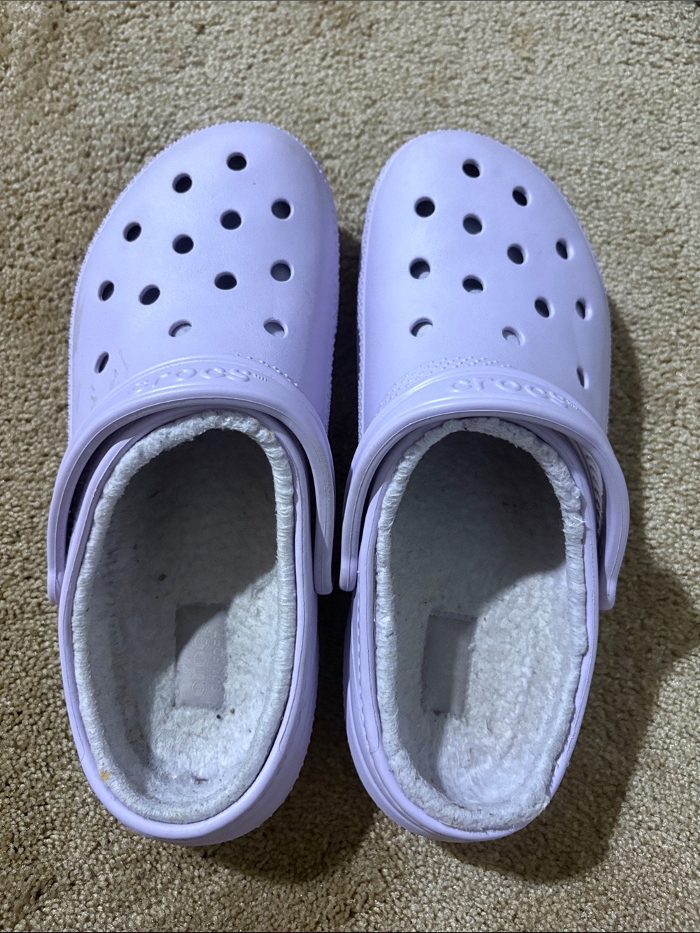 CROCS Lilac Fleece-Lined Slip-On Clogs